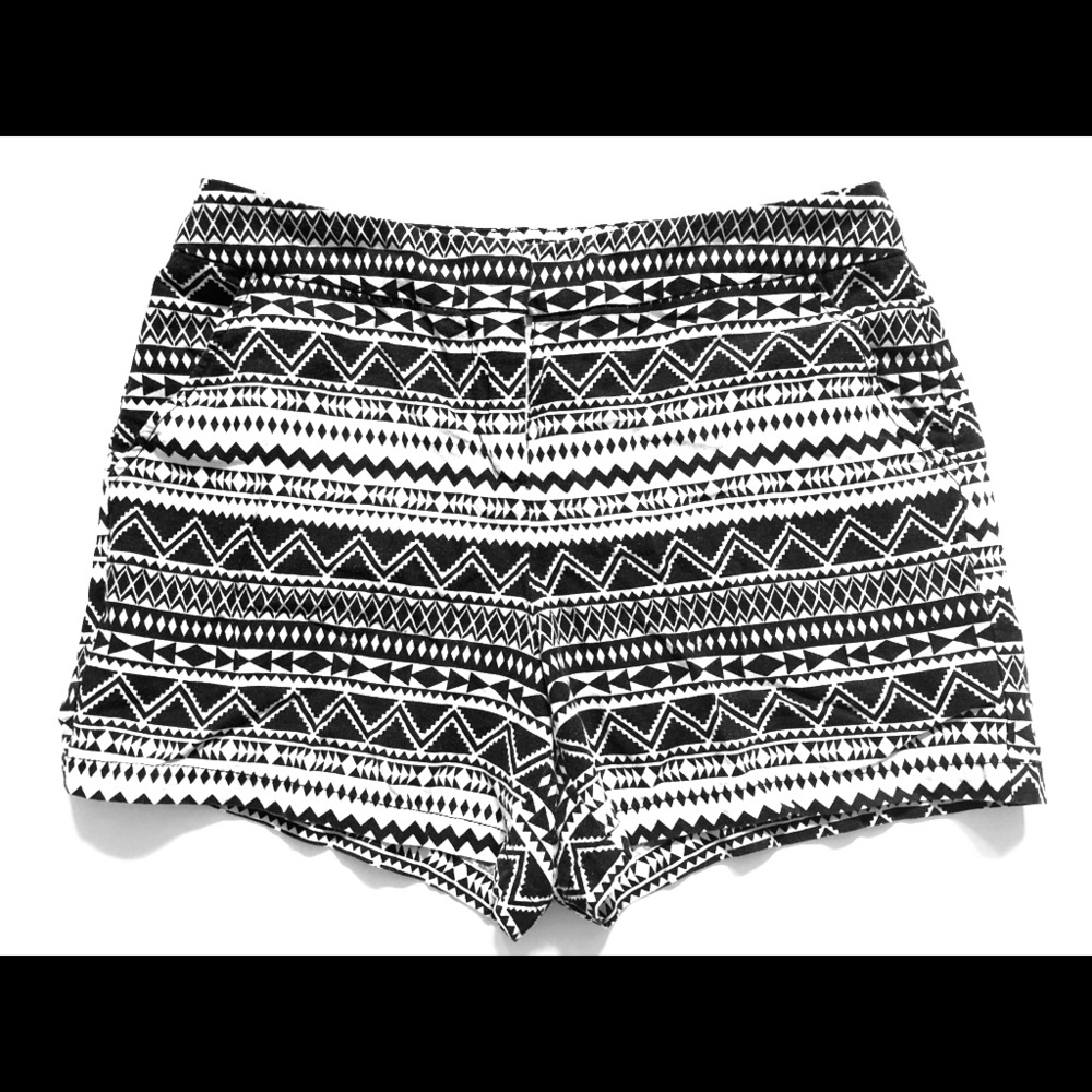 Navy blue and white women’s shorts.